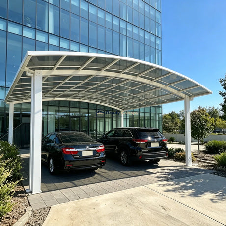 M-Shape Double Carport - White — side view