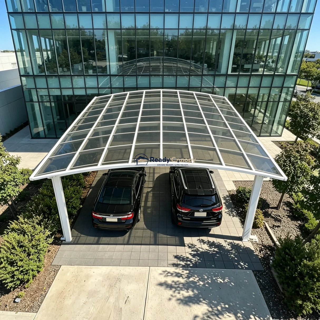 M-Shape Double Carport - White — frame detail