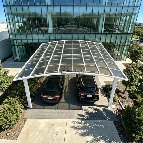 M-Shape Double Carport - White — frame detail