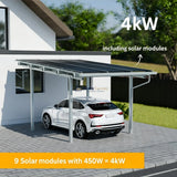 solar modules on carport with 4kW capacity and 450W panels