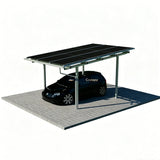 solar carport with 9 black solar modules and silver structure